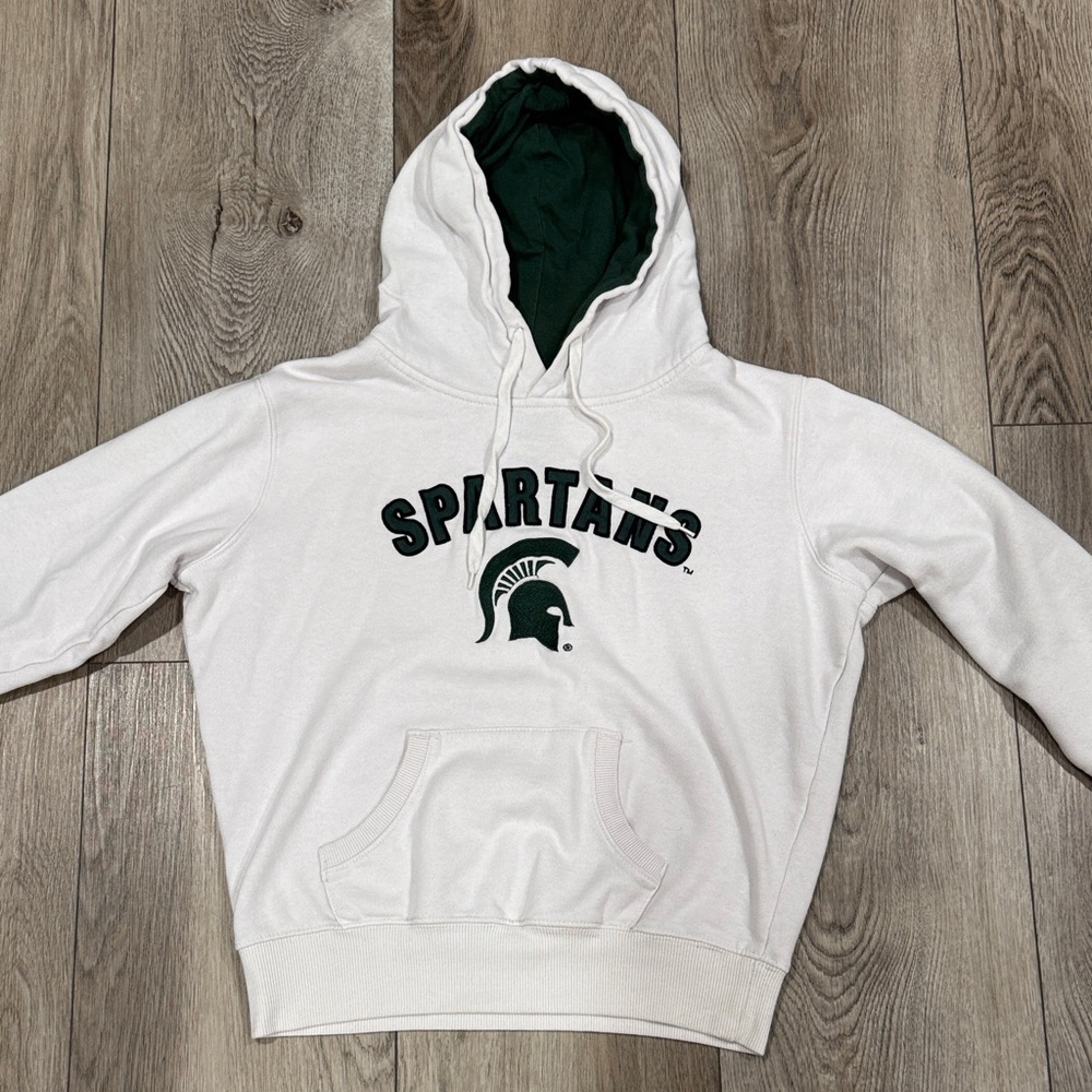 Stadium Athletics White and Green Spartans Hoodie